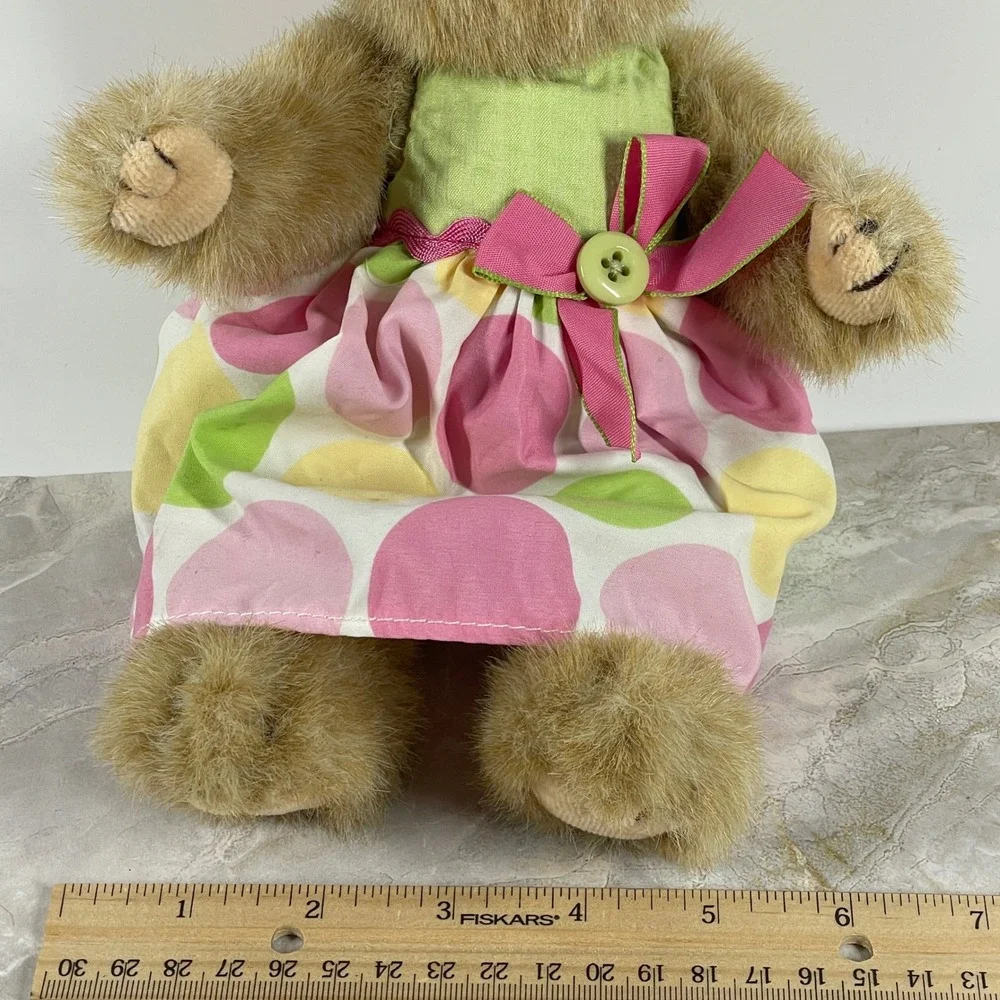 Vintage Bearington Collection Bella Buttons Teddy Bear Polka Dot Dress Plush